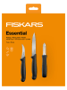 Fiskars 3-delige keukenmessenset "Essential" zwart/zilverkleurig