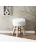 THE HOME DECO FACTORY Hocker "Natural" w kolorze jasnobrązowo-białym - wys. 40 x Ø 28 cm