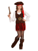 Carnival Party 4-delig kostuum "Carabibisch Piratenmeisje" rood/zwart/rood