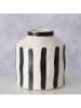 Boltze Vase ''Prymus'' in Weiß/ Schwarz - (H)14 x Ø 13 cm