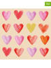 ppd Serwetki (40 szt.) "Aquarell Hearts" w kolorze kremowo-jasnoróżowo-czerwonym