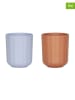 OYOY mini 2-delige set: leerdrinkbekers "Pullo" lichtbruin/lichtblauw - vanaf 12 maanden