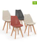 IDOMYA Factory 4er-Set: Esszimmerstühle in Beige/ Anthrazit/ Rot - (B)46 x (H)79,5 x (T)51 cm