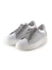 Anna Morellini Leren sneakers "Fioridia" wit/grijs/zilverkleurig