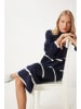 Happiness Istanbul Gebreide jurk donkerblauw/wit