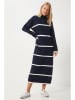Happiness Istanbul Gebreide jurk donkerblauw/wit