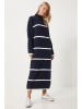 Happiness Istanbul Gebreide jurk donkerblauw/wit