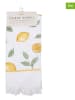 Clayre & Eef 2-delige set: gastendoeken wit/groen/geel - (L)66 x (B)40 cm