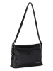 Anna Morellini Leder-Schultertasche "Brigida" in Schwarz - (B)36 x (H)24 x (T)9 cm