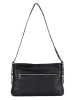 Anna Morellini Leder-Schultertasche "Brigida" in Schwarz - (B)36 x (H)24 x (T)9 cm