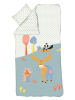 FLEXA Renforcé-Bettwäsche-Set "Forest" in Hellblau/ Creme - (L)140 x (B)200 cm