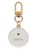 Eulenschnitt Schlüsselanhänger "Papa" in Gold/ Weiß - (L)6,7 cm