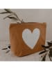 Eulenschnitt Kosmetiktasche "Herz" in Hellbraun - (B)23 x (H)15 x (T)6 cm