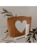 Eulenschnitt Kosmetiktasche "Herz" in Hellbraun - (B)23 x (H)15 x (T)6 cm