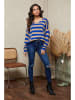 Joséfine Pullover "Quety" in Blau/ Beige