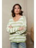 Joséfine Pullover "Quety" in Grün/ Weiß