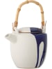 Bloomingville Theekan "Okayama" wit/blauw - (H)15,5 x Ø 12 cm