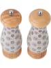 Bloomingville 2-delige set: zout- en pepermolen "Elsa" lichtbruin/beige - (H)11 x Ø 6 cm