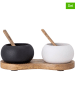Bloomingville 3-delige set: voorraadpotten "Fig" zwart/wit - (B)20 x (H)6,5 x (D)9 cm