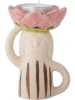 Bloomingville Kaarshouder "Clarabel" beige/lichtroze - (B)9 x (H)12 x (D)7 cm