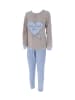 COTONELLA Pyjama in Grau/ Hellblau