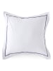 ethere Perkal kussensloop "Ite" wit/donkerblauw