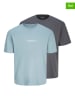 JACK & JONES Junior 2er-Set: Shirts "Vesterbro" in Hellblau/ Anthrazit