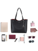 Mia Tomazzi Leder-Schultertasche "Zanella" in Schwarz - (B)31 x (H)26 x (T)14 cm
