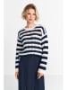Rich & Royal Wollen trui crème/donkerblauw