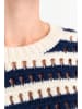 Rich & Royal Wollpullover in Creme/ Dunkelblau