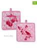 Overbeck and Friends 2er- Set: Topflappen ''Oui Cherie'' in Rosa/ Rot - (L)20 x (B)20 cm