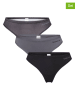Reebok Stringi (3 pary) "Agatha" w kolorze czarno-szarym