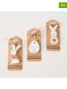 Boltze 3-delige set: decohangers "Letti" lichtbruin/wit - (H)10,5 cm