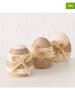 Boltze 3er-Set: Dekoaufsteller "Nalio" in Creme/ Hellbraun - (H)11 cm