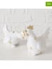 Boltze 2-delige set: deco figuren "Blair" wit/goudkleurig - (H)10,5 cm
