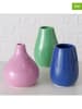 Boltze 3-delige set: vazen "Buntia" lichtroze/blauw/groen - (H)13 x Ø 10 cm
