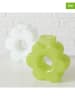 Boltze 2-delige set: vazen "Loppy" wit/groen - (H)16 cm