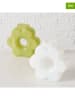 Boltze 2-delige set: vazen "Loppy" wit/groen - (H)20 cm