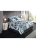 HNL Mako-satijnen beddengoedset "Kristoffer" wit/blauw