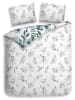 HNL Mako-satijnen beddengoedset "Kristoffer" wit/blauw