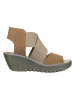 Fly London Leder-Keilsandaletten in Beige/ Hellbraun