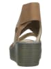 Fly London Leder-Keilsandaletten in Beige/ Hellbraun