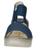 Fly London Leder-Keilsandaletten in Blau