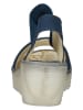 Fly London Leder-Keilsandaletten in Blau