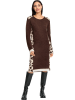 Heine Gebreide jurk donkerbruin/beige