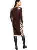 Heine Strickkleid in Dunkelbraun/ Beige