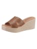 Heine Leren slippers beige/lichtbruin