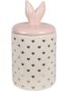 Clayre & Eef Voorraadpot crème/lichtroze - (H)22 x Ø 11 cm