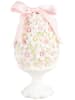 Clayre & Eef Decoratief figuur "Ei" wit/lichtroze - (H)20 x Ø 10 cm