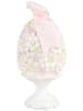 Clayre & Eef Decoratief figuur "Ei" wit/lichtroze - (H)20 x Ø 10 cm